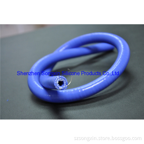 Blue Silicone Braided Tube With Steel